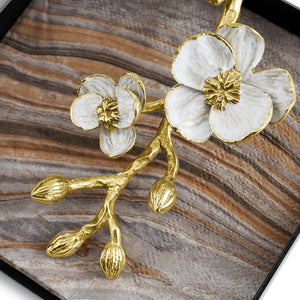 Michael Aram white and gold orchid napkin holder details