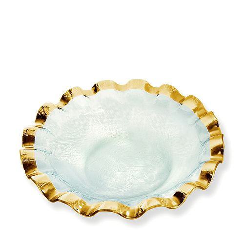 Annieglass Ruffle Gold Large Salad Bowl