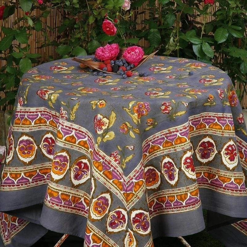 Pansy Red & Grey Tablecloth