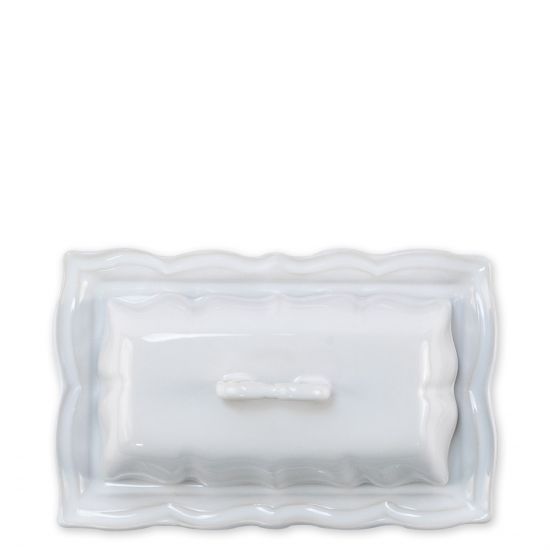 Vietri Incanto Stone White Baroque Butter Dish