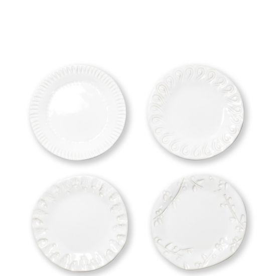Vietri Incanto Stone White Assorted Canape Plate Set/4