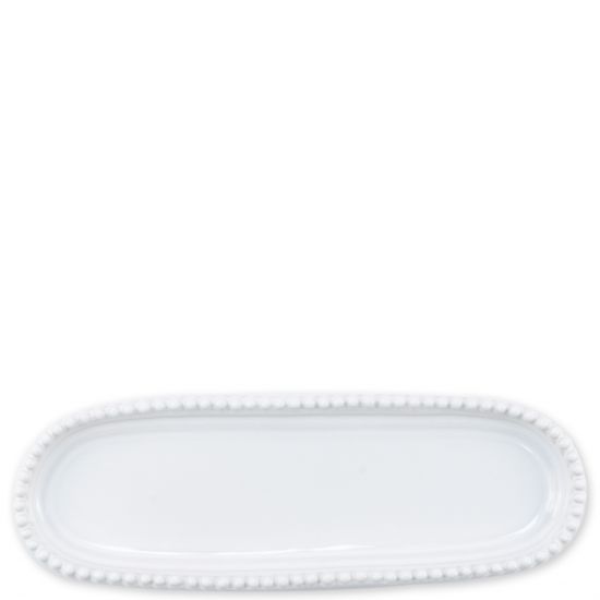 Vietri Incanto Stone White Stripe Oval Tray, Small