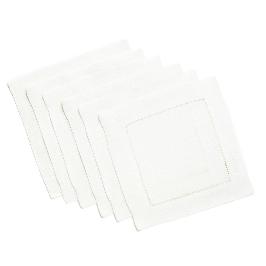 Sferra Festival White Square Cocktail Napkin Set/6