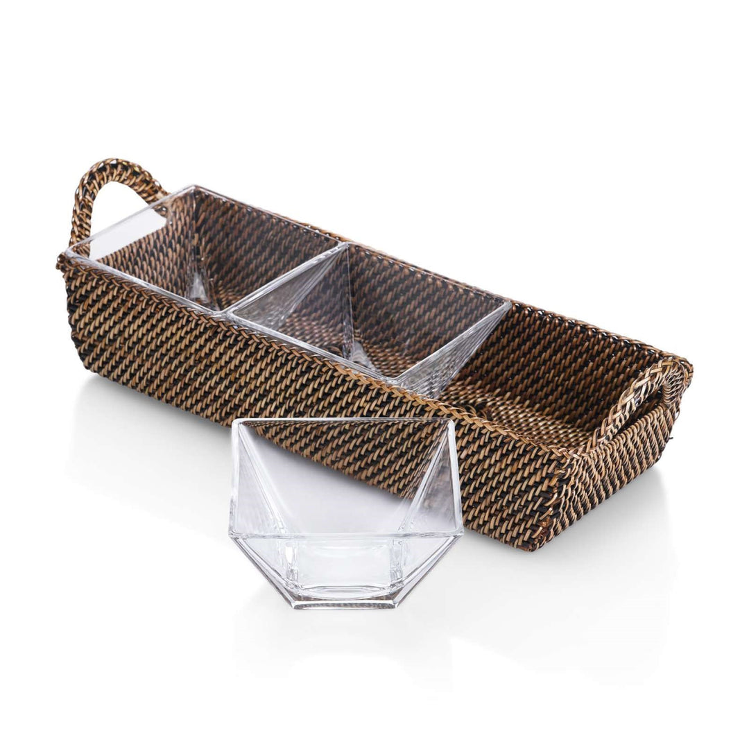 Calaisio Rectangular Tray w/ Three Glass Dishes