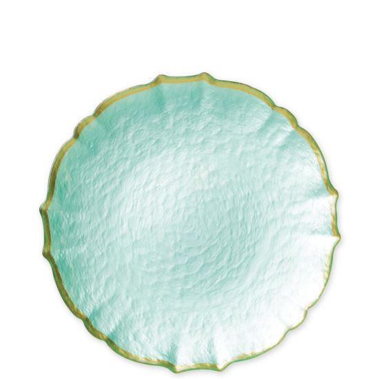Vietri Baroque Glass Aqua Salad Plate