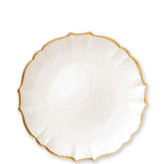 Vietri Baroque Glass White Salad Plate