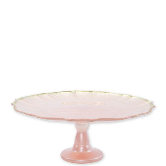 Vietri Baroque Glass Pink Cake Stand